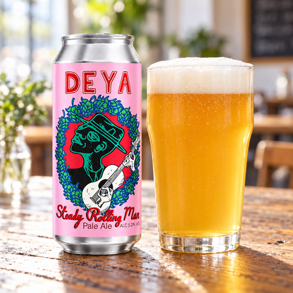 Deya Steady Rolling Man - envase y cerveza servida