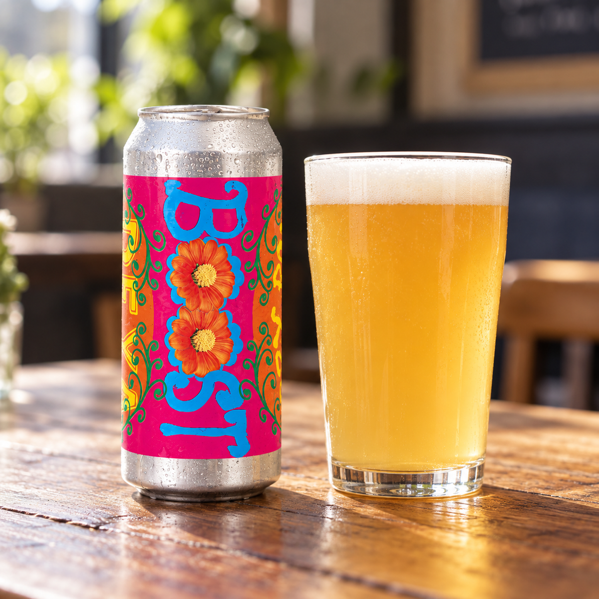 Deya Boost - can and beer served
