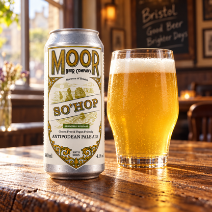 Moor So'Hop: cerveza servida junto a la lata