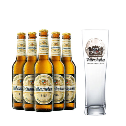 Pack Weihenstephan Pils 33cl + 6 Vasos fútbol de regalo