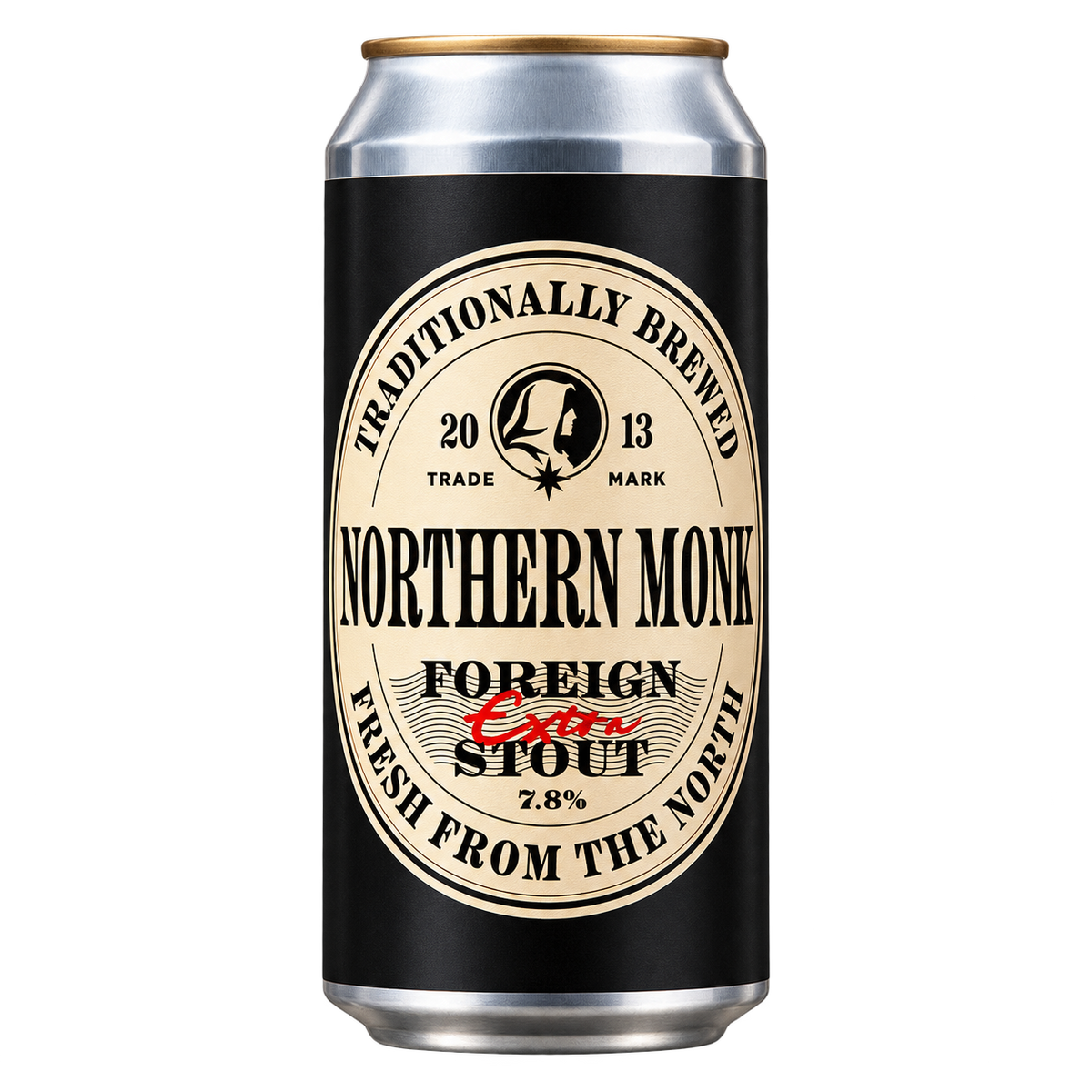 Northern Monk Foreign Extra Stout: lata recortada sobre fondo transparente