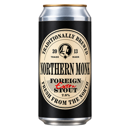 Northern Monk Foreign Extra Stout: lata recortada sobre fondo transparente