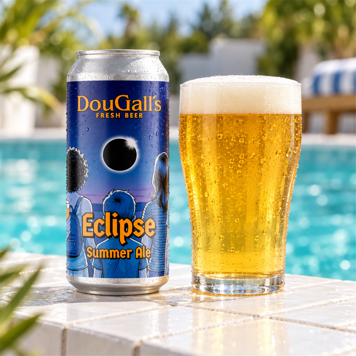 Dougall's Eclipse: bebida servida en vaso junto a su envase