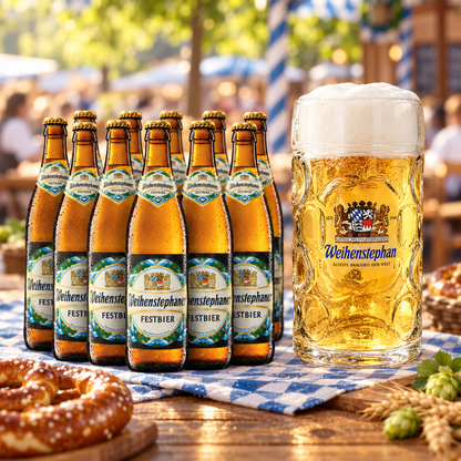 Pack Weihenstephan Festbier 12 botellas + Jarra 1L de regalo servido en jarra durante el Oktoberfest