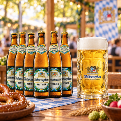 Pack Weihenstephan Festbier 6 botellas + Jarra 50cl de regalo servido en jarra durante el Oktoberfest