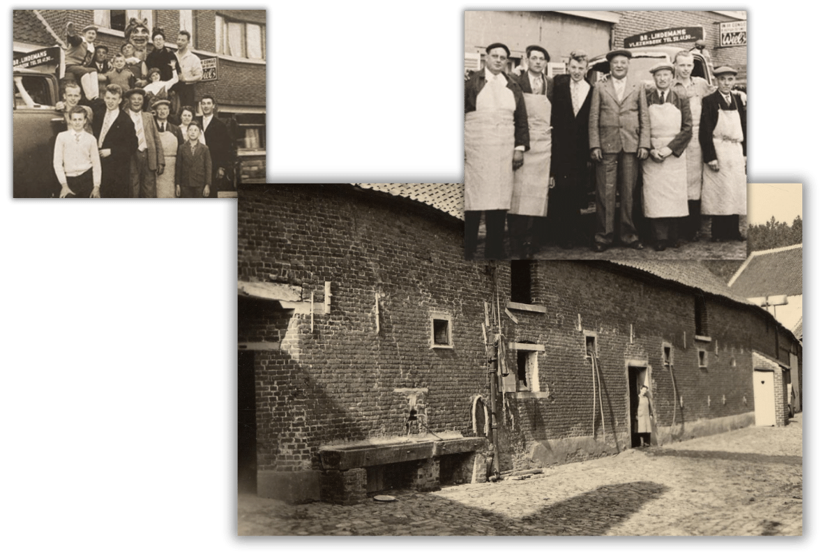 Foto montaje de fotos antiguas de la cervecería Lindemans
